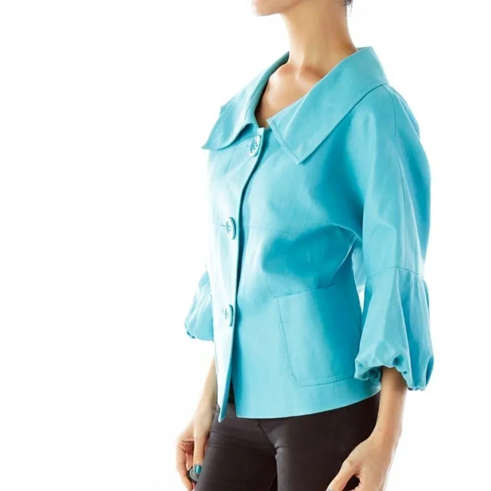 Ellen Tracy Turquoise Loose Blazer - Picture 2 of 3